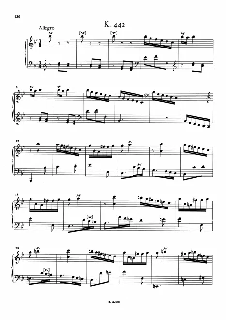 First page of Keyboard Sonata in B-flat major
