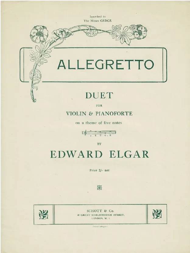 First page of Allegretto on GEDGE for Violin and Piano