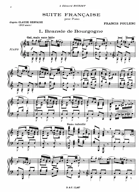 First page of Suite française d’après Claude Gervaise (XVIe siècle)