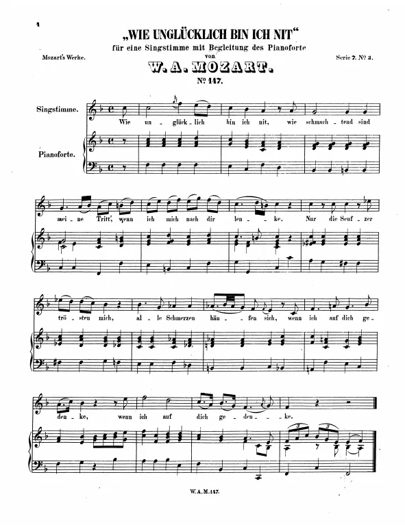 First page of Wie unglücklich bin ich nit
