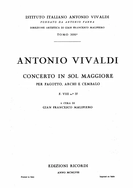 First page of Bassoon Concerto in G major