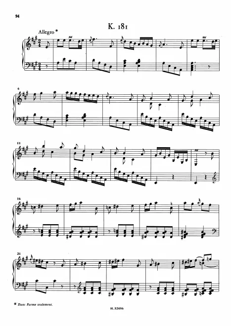 First page of Keyboard Sonata in A major