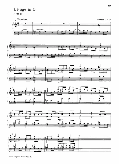 First page of Fugue in C major