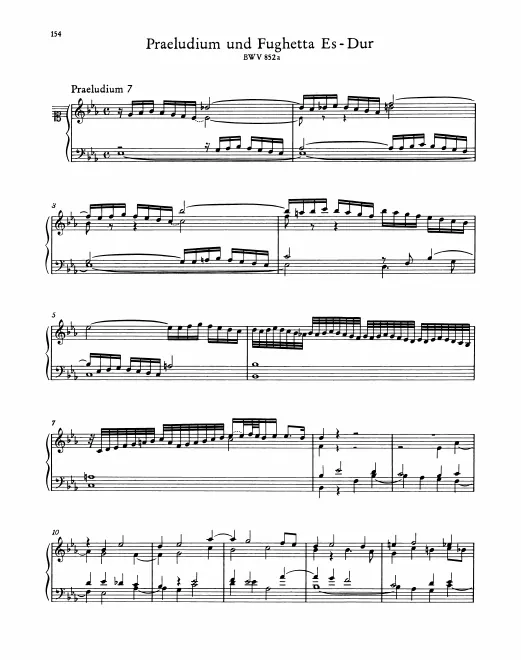 First page of Prelude and Fughetta in E-flat major