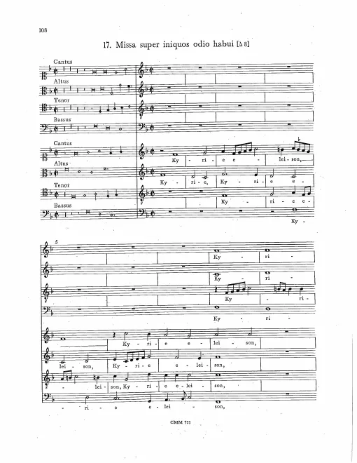 First page of Missa super iniquos odio habui