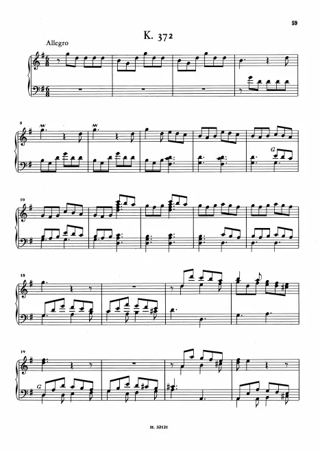 First page of Keyboard Sonata in G major