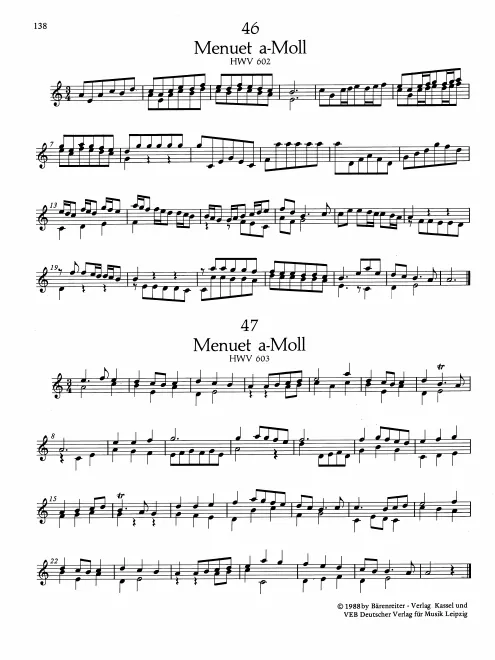 First page of Minuet in A minor