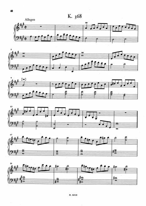 First page of Keyboard Sonata in A major
