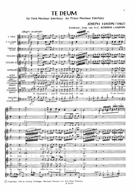 First page of Te Deum in C major, Hob.XXIIIc:1
