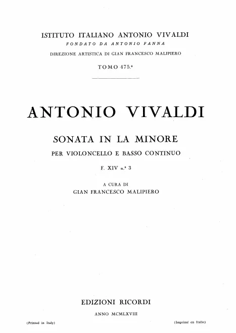 First page of Cello Sonata in A minor
