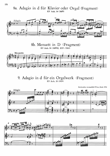 First page of Adagio in D minor (fragment)