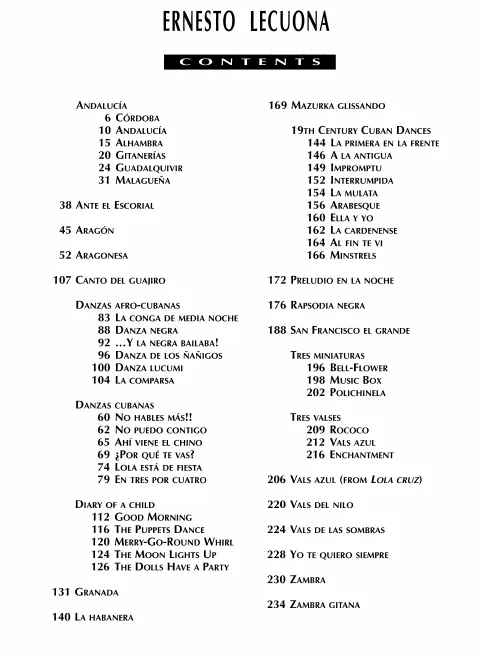 First page of Danzas cubanas al estilo del siglo XIX