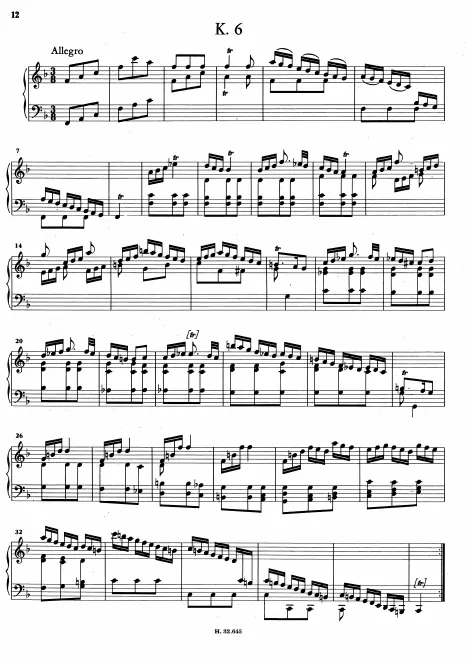 First page of Keyboard Sonata in F major