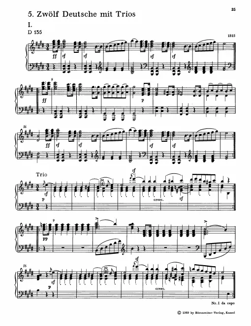 First page of German Dance with Trio in E major