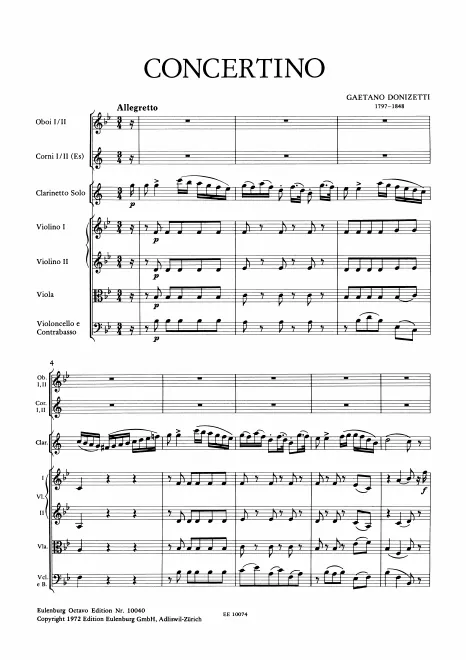 First page of Clarinet Concertino