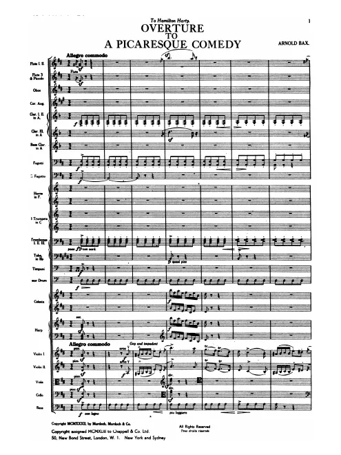 First page of Overture to a Picaresque Comedy, GP 305