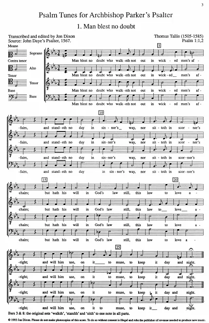 First page of 9 Tunes for Archbishop Parker’s Psalter