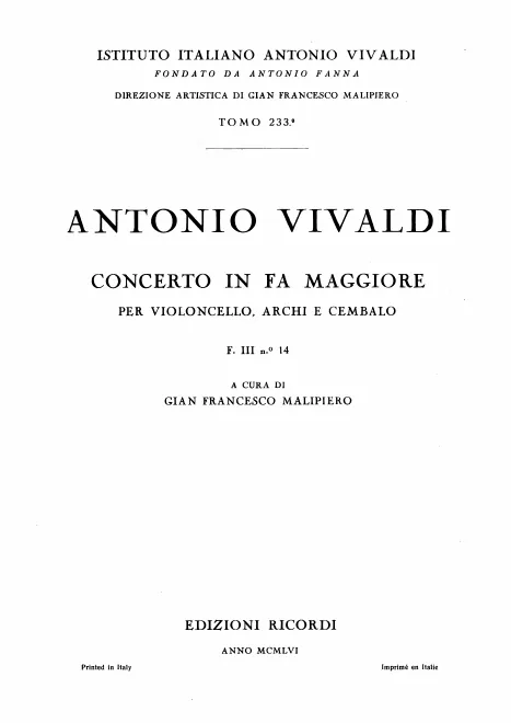 First page of Cello Concerto in F major