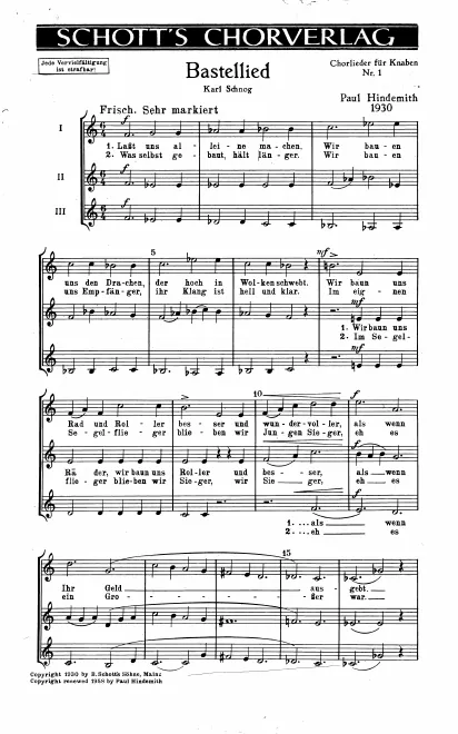 First page of Chorlieder für Knaben