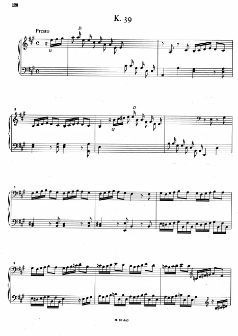 First page of Keyboard Sonata in A major