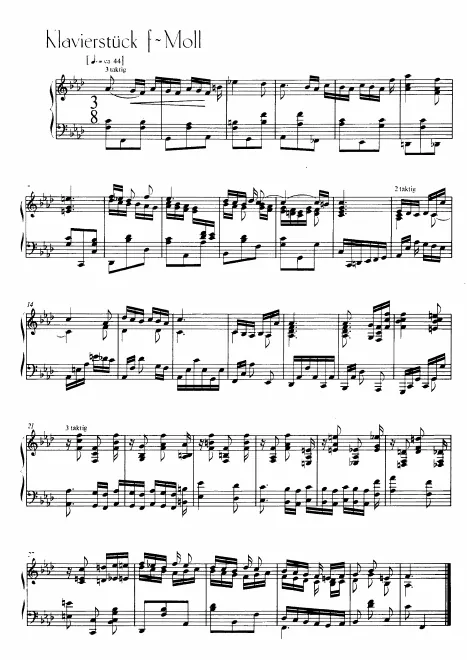 First page of Klavierstuck in F minor