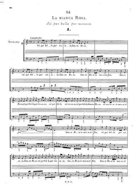 First page of La bianca rosa, HWV 160a