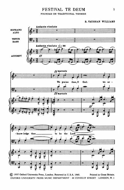 First page of Festival Te Deum