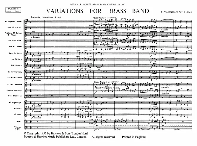 First page of Variations for Brass Band