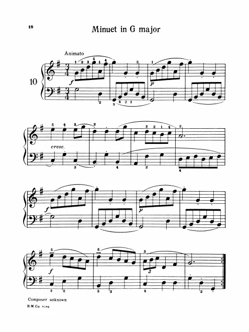 First page of Minuet in G major