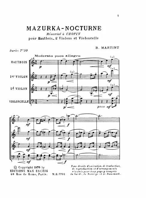 First page of Mazurka-Nocturne, H.325
