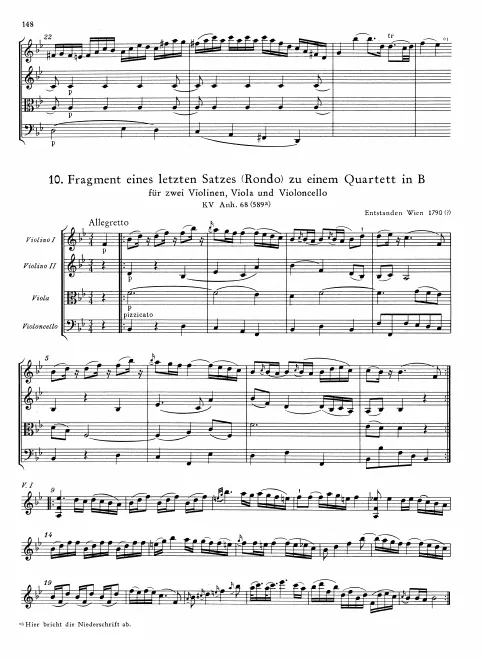 First page of String Quartet in B-flat major