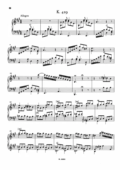 First page of Keyboard Sonata in A major