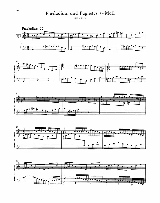 First page of Prelude and Fughetta in A minor