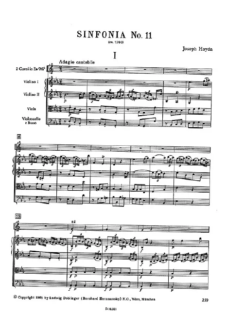 First page of Symphony No.11 in E-flat major