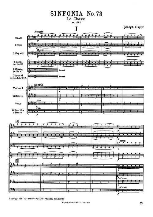 First page of Symphony No.73 in D major