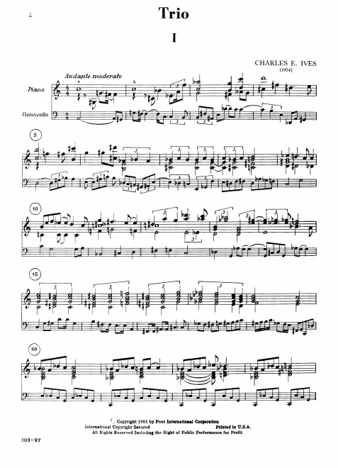 First page of Trio for Violin, Cello and Piano