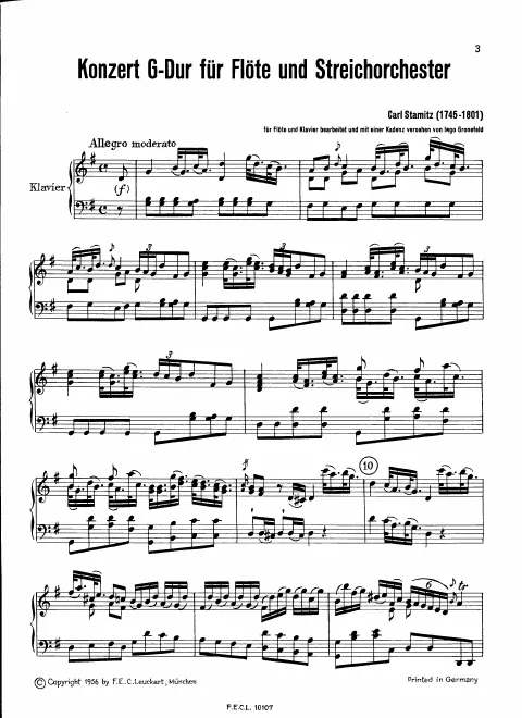 First page of Flute Concerto in G major
