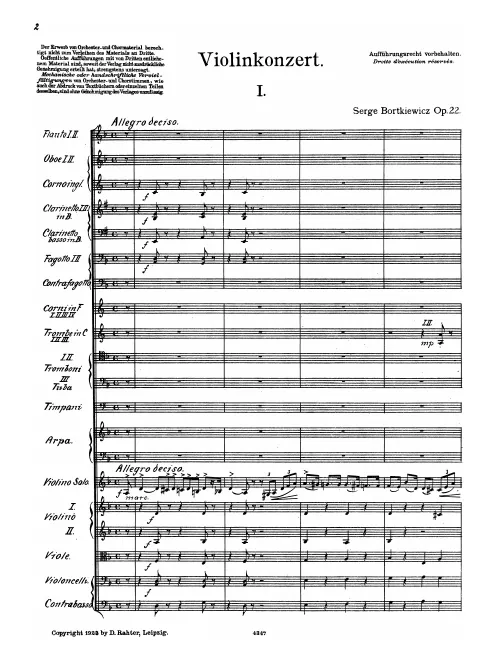 First page of Violin Concerto