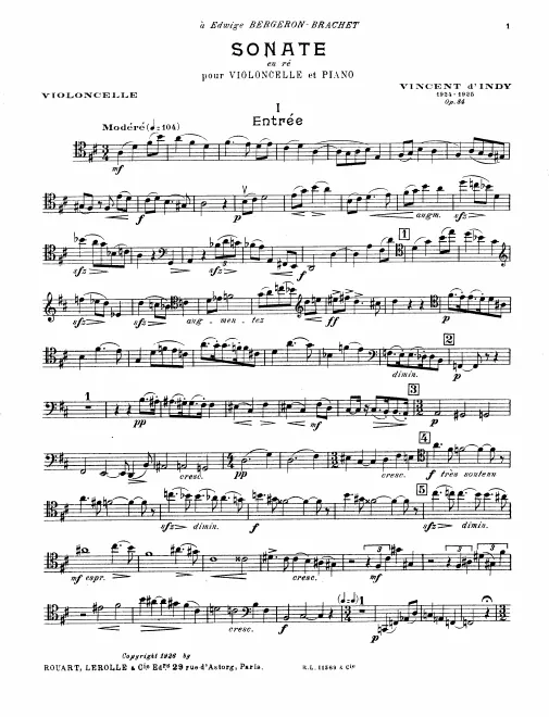 First page of Sonata for Cello and Piano