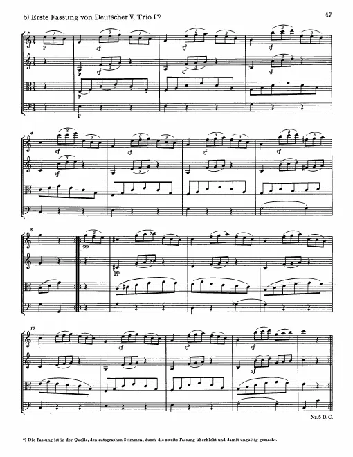 First page of 5 Minuets with 6 Trios and 5 German Dances with 7 Trios and Coda