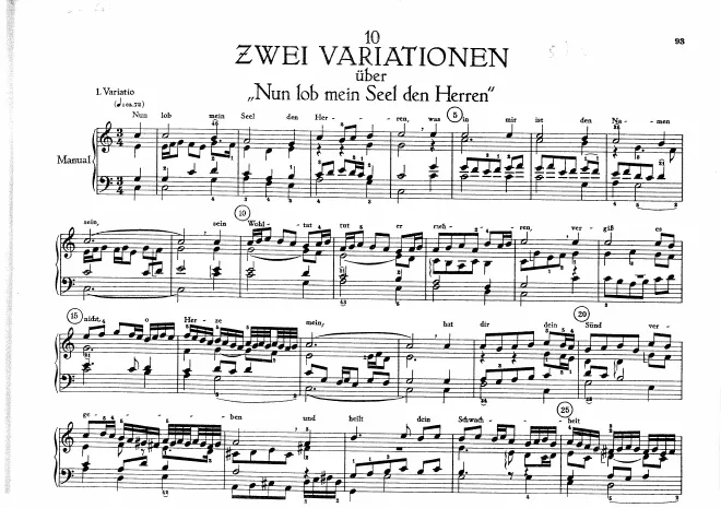 First page of Variationen über 'Nun Lob mein Seel den Herrn'