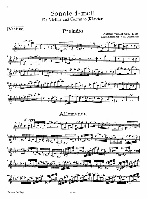 First page of Violin Sonata in F minor