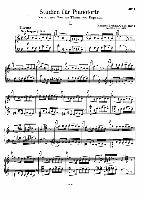 First page of Variations on a Theme by Paganini
