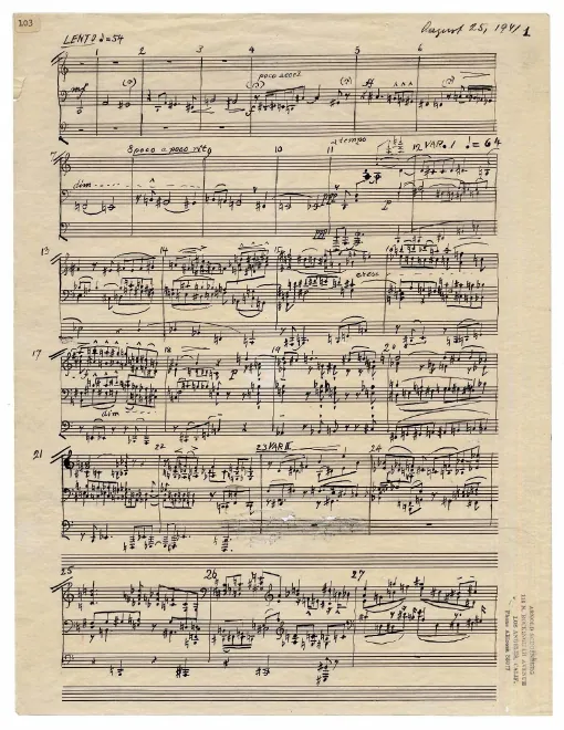 First page of Variations on a Recitative
