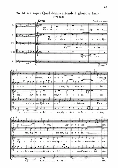First page of Missa super Qual donna attende a gloriosa fama
