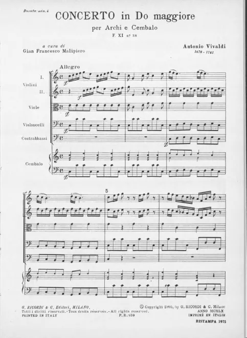 First page of Concerto for Strings in C major