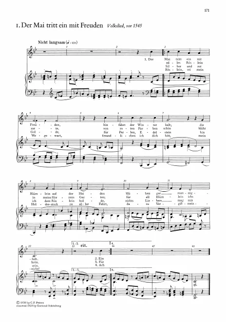 First page of Deutsche Volkslieder für eine singstimme und klavier