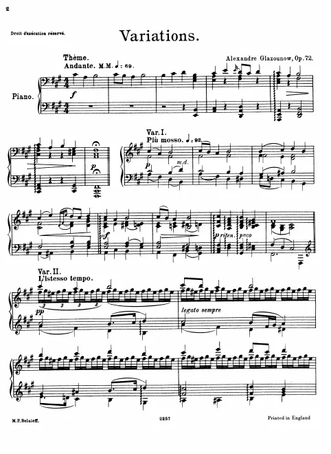 First page of Theme and Variations