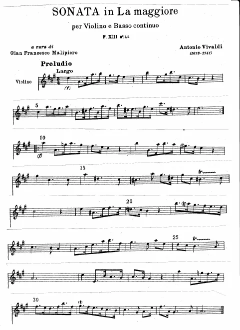 First page of Violin Sonata in A major
