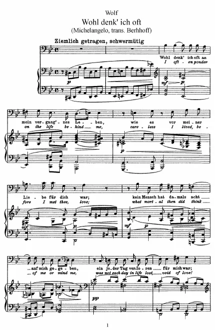 First page of Michelangelo Lieder